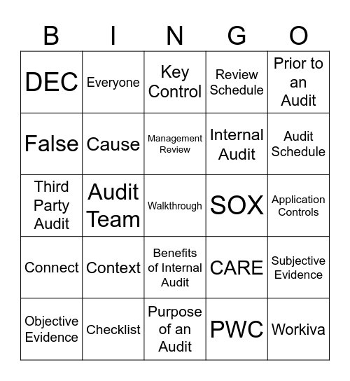 Audit Bingo Card