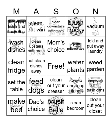Chore Bingo Card