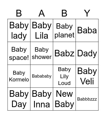 Untitled Baby Bingo Card