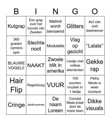 Eurovision bingo 2024 Bingo Card