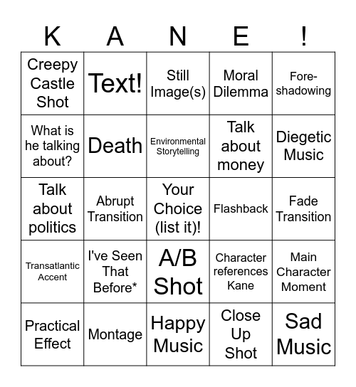 Citizen Bingo Card