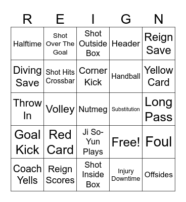 Seattle Reign VS Kansas City ⚽️ Bingo Card