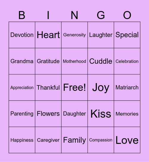 Mother's Day 👩‍👧‍👦🤰🏾🥳 Bingo Card