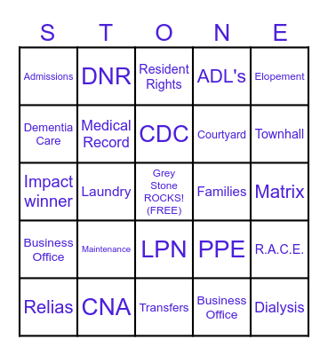 Happy Nursing Home Week! Bingo Card