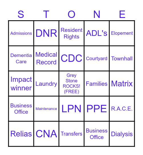 Happy Nursing Home Week! Bingo Card