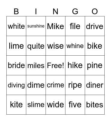 Long i BINGO Card