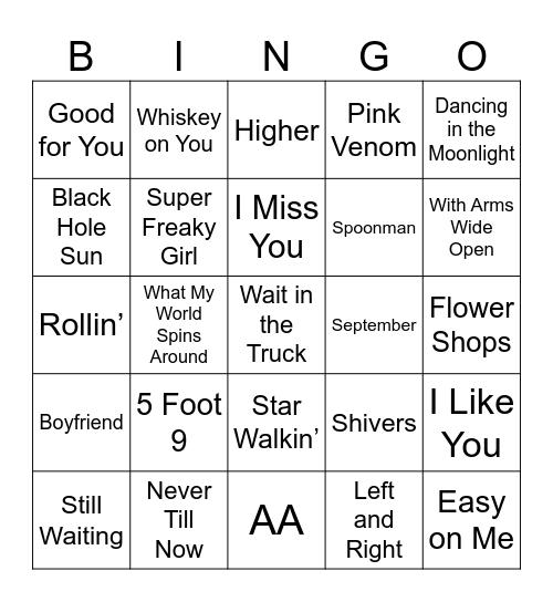 BDB Bingo 501 Bingo Card