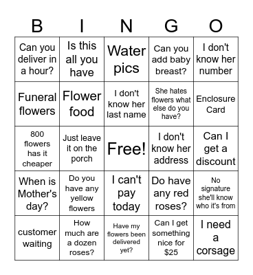 CSR Bingo Card