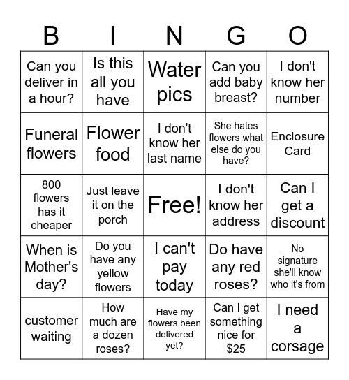 CSR Bingo Card