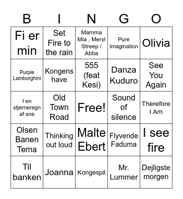 Musik bingo: Amandas musikliv 2009-2024 Bingo Card