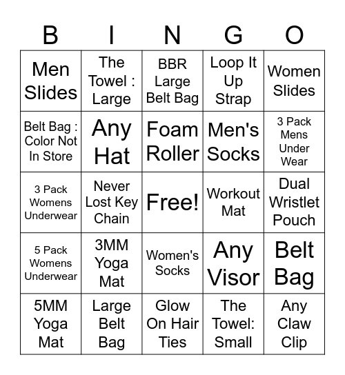 Accessories Bingo Card