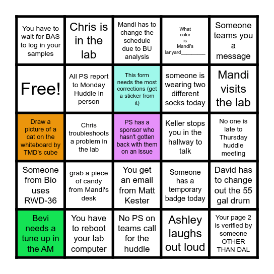 Ana Chem Scavenger Bingo Card