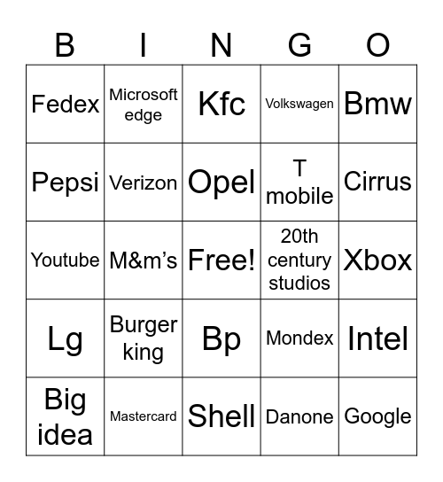 Full best animation logos Bingo Card