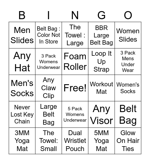 Accessories Bingo Card