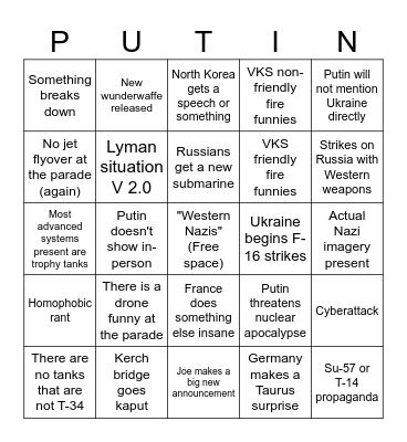 May 9 Parade Funnies BINGO Card