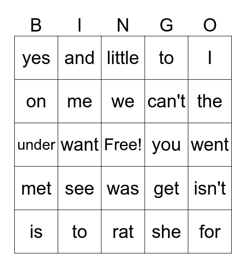 SIPPS Bingo Card