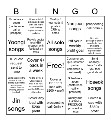 PG BINGO! 4/13-4/24 Bingo Card