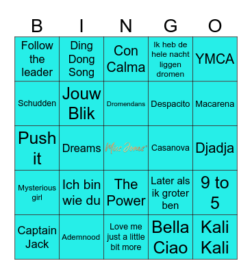 MISS JONES BINGO # 1 Bingo Card