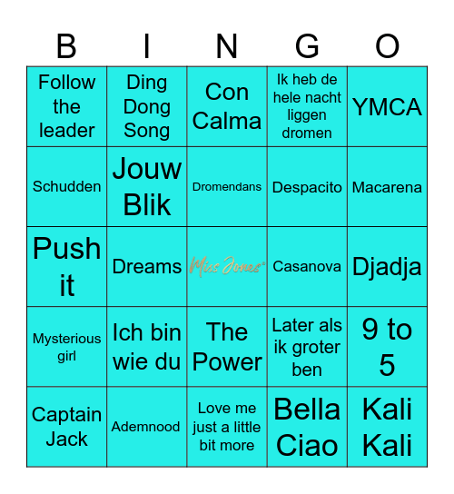 MISS JONES BINGO # 1 Bingo Card