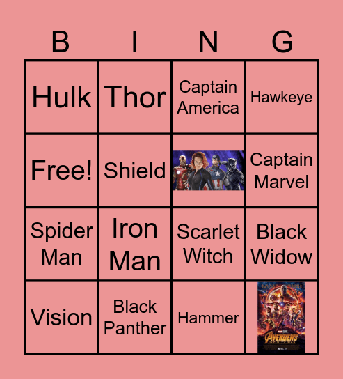 Avengers Bingo Card