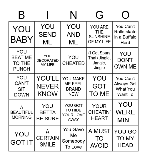 MUSIC BINGO #57  -  Why Not Bingo Card