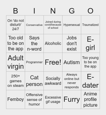 Discord Users Bingo Card