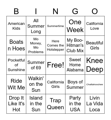 Summer Vibes Bingo Card