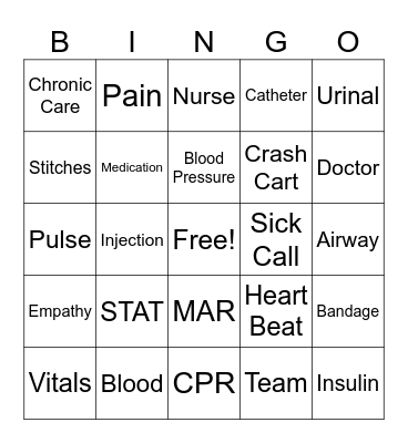 Nursing Bingo Card