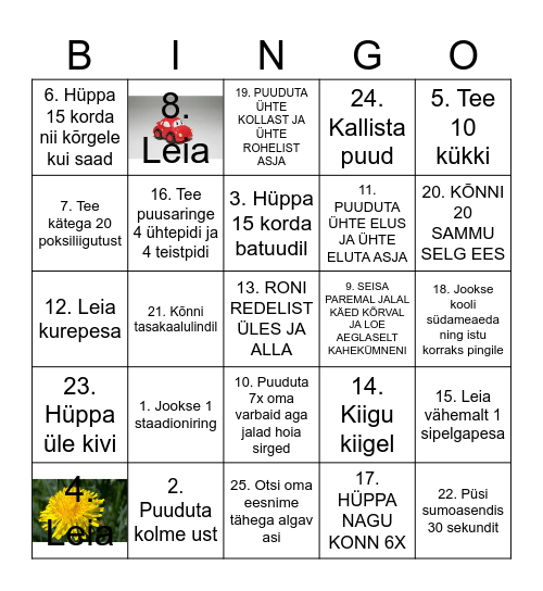 LIIKUMINE Bingo Card