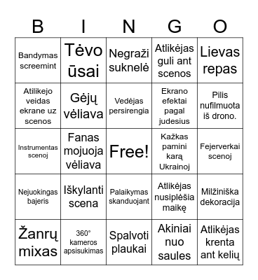 Eurovizija 2024 Bingo Card