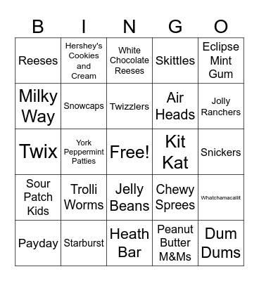 Candy Bingo Card