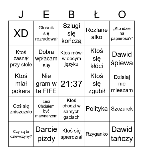 Jebło Dawida Bingo Card