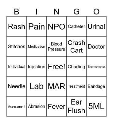 Nursing Bingo Card