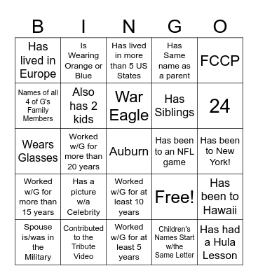 GENEVA'S RETIREMENT BASH Bingo Card