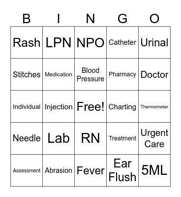 Nursing Bingo Card