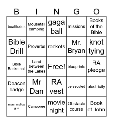 Royal Ambassadors 2024 Bingo Card