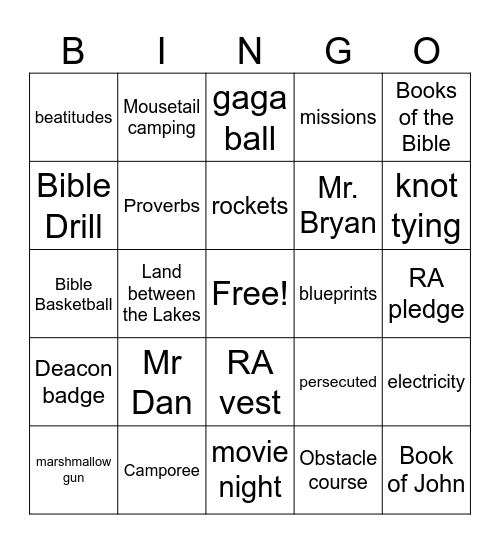 Royal Ambassadors 2024 Bingo Card