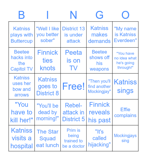 Mockingjay Part 1 Bingo Card