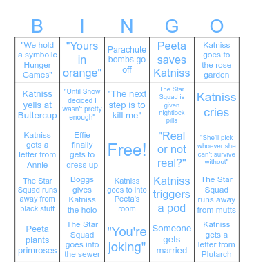 Mockingjay Part 2 Bingo Card