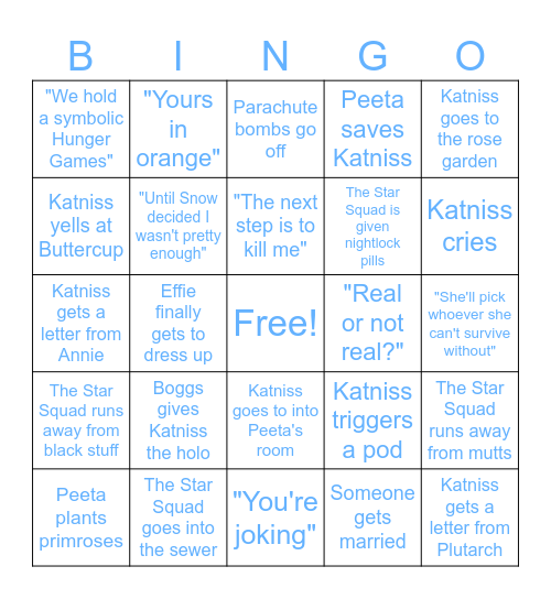 Mockingjay Part 2 Bingo Card