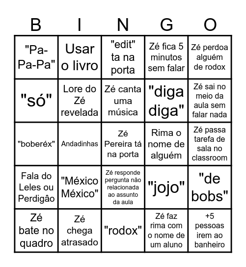 Bingo Pereiral Bingo Card