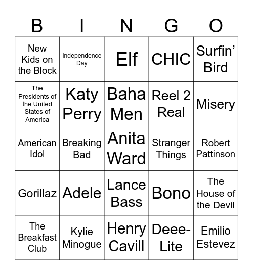 May Birthdays, Coca-Cola on Film, Dance Music Bingo Card
