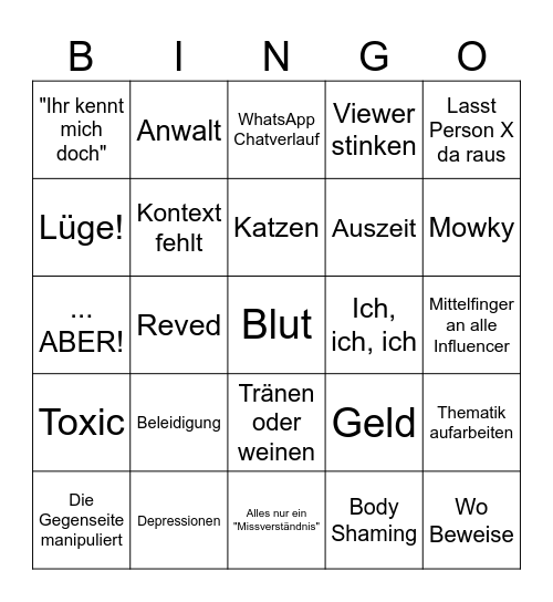 AnniTheDuck Statement Bingo Card