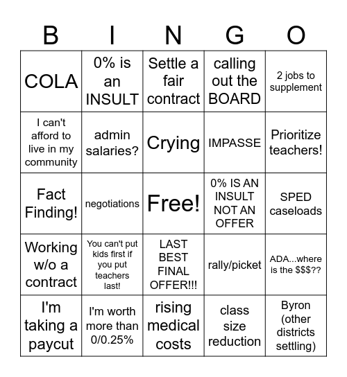Untitled Bingo Card