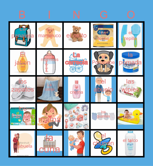 BABY SHOWER LOTERIA Bingo Card