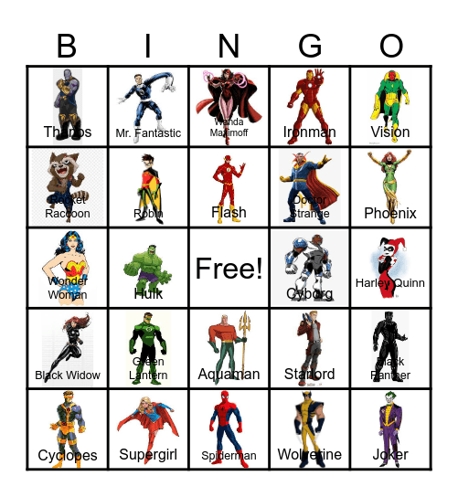 Superhero (and Villain!) Bingo! Bingo Card