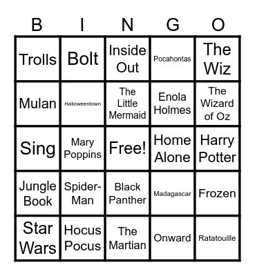 SEI MOVIE BINGO Card