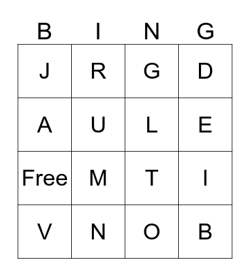 Alphabet Bingo Card