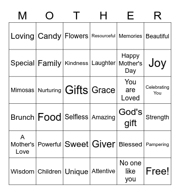 Mother's Day 2024 Bingo Card