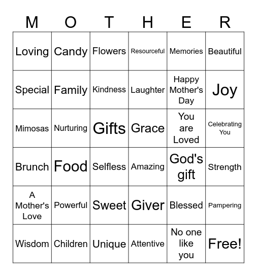 Mother's Day 2024 Bingo Card